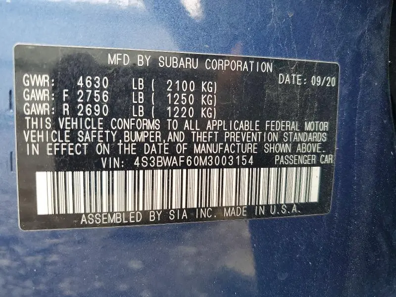 2021 SUBARU LEGACY PREMIUM  