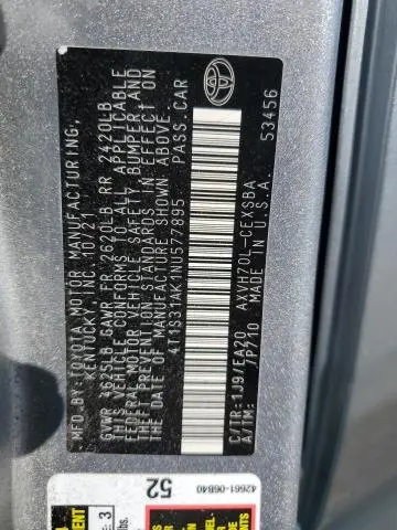 2022 TOYOTA CAMRY NIGHT SHADE  