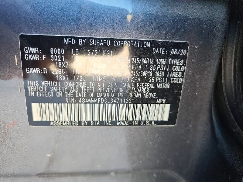 2020 SUBARU ASCENT PREMIUM  