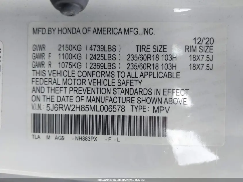 2021 HONDA CR-V AWD EX-L