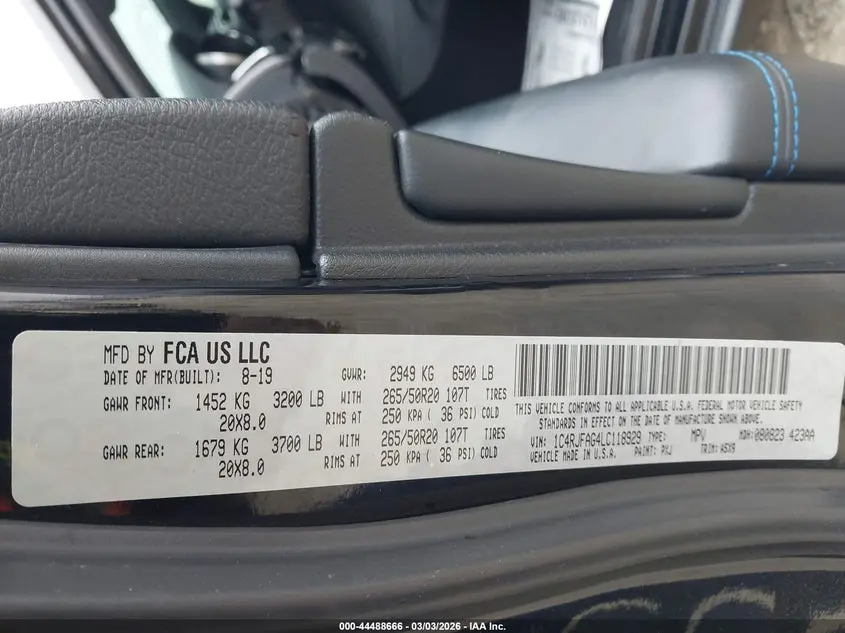 2020 JEEP GRAND CHEROKEE UPLAND 4X4