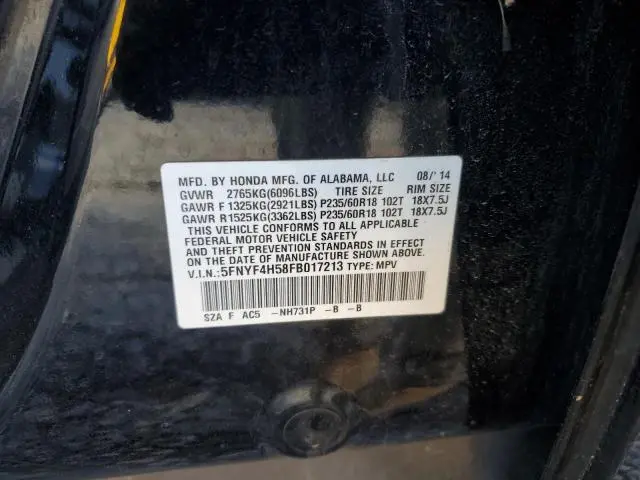 2015 HONDA PILOT EXL  