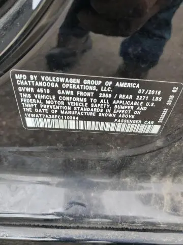 2015 VOLKSWAGEN PASSAT S