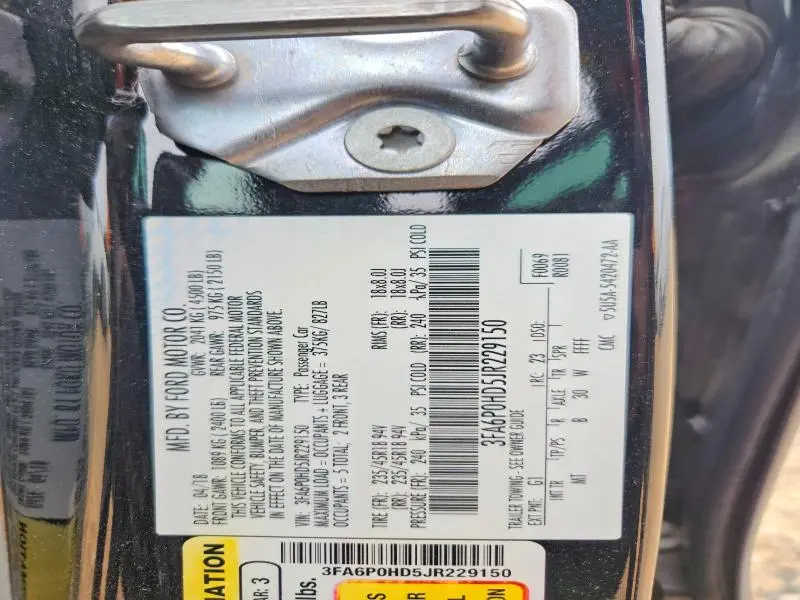 2018 FORD FUSION SE  