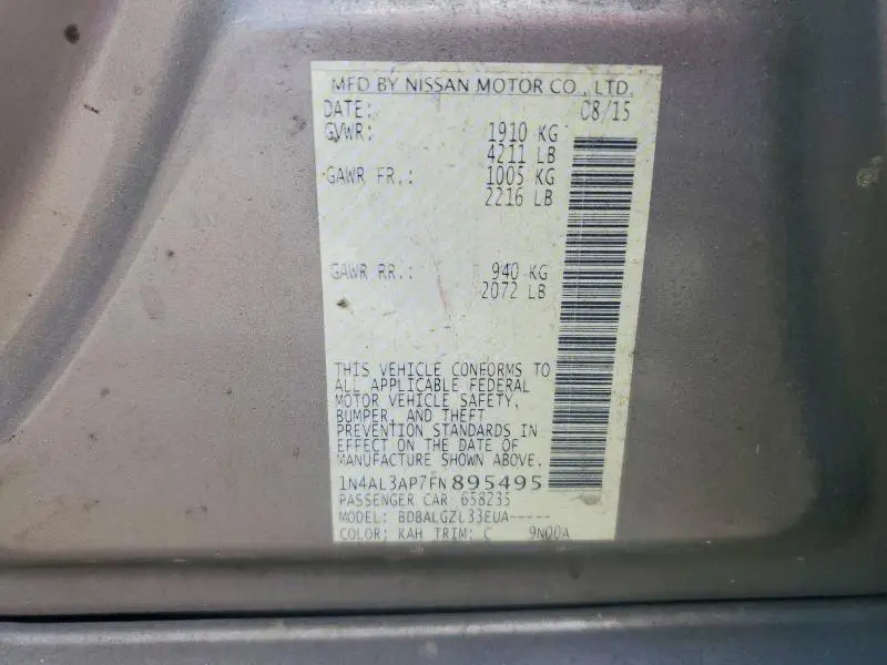 2015 NISSAN ALTIMA 2.5  