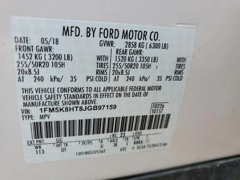 2018 FORD EXPLORER PLATINUM  