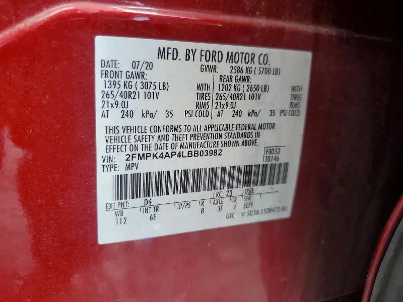 2020 FORD EDGE ST  