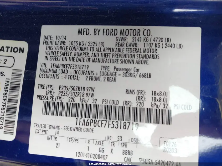 2015 FORD MUSTANG GT