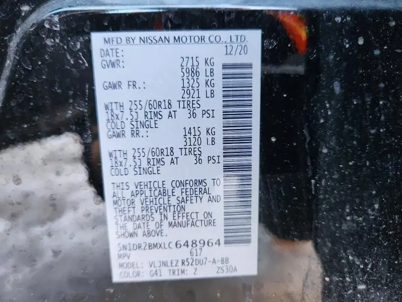 2020 NISSAN PATHFINDER SV  