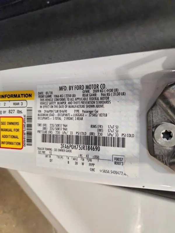 2018 FORD FUSION SE  