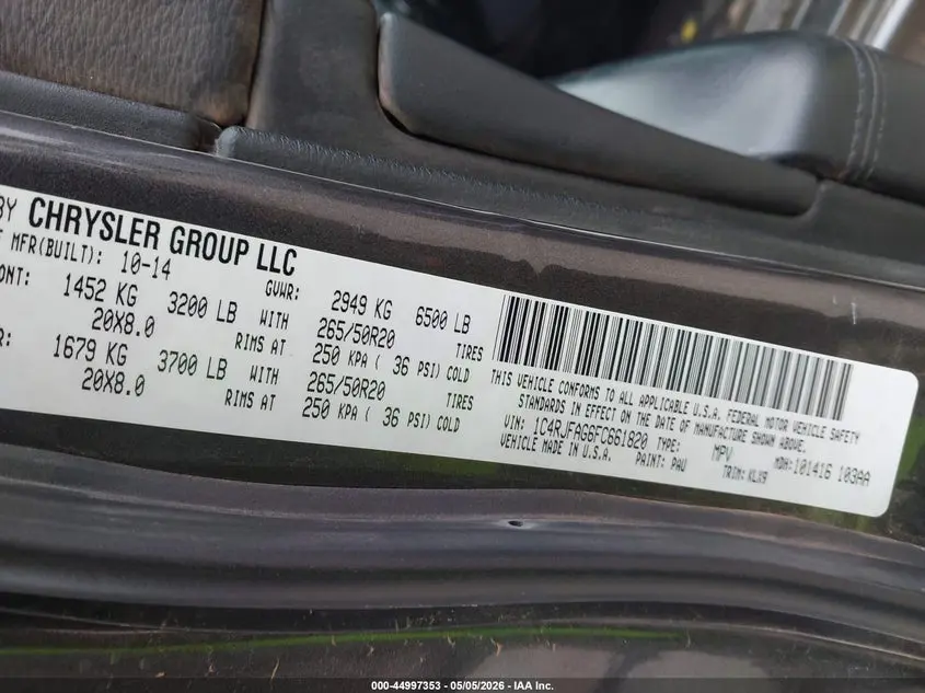 2015 JEEP GRAND CHEROKEE ALTITUDE