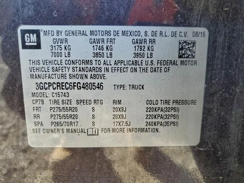 2015 CHEVROLET SILVERADO C1500 LT  