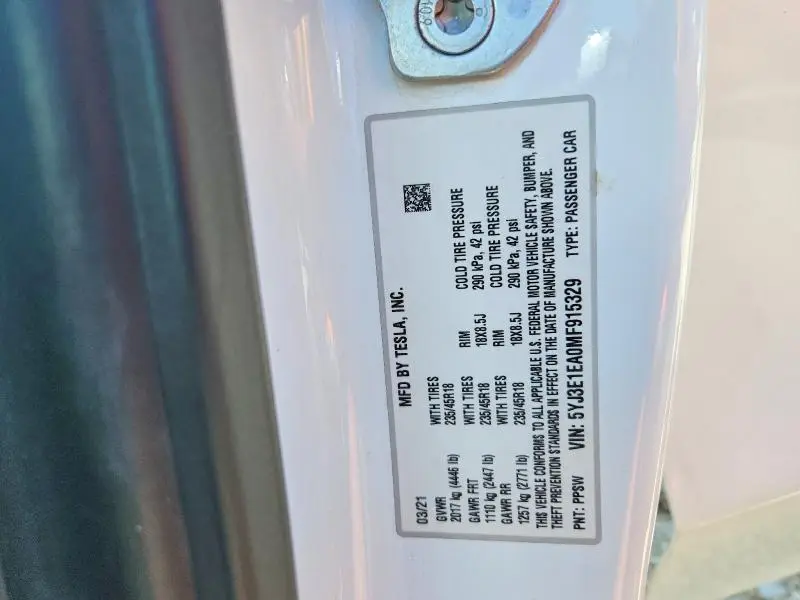 2021 TESLA MODEL 3   