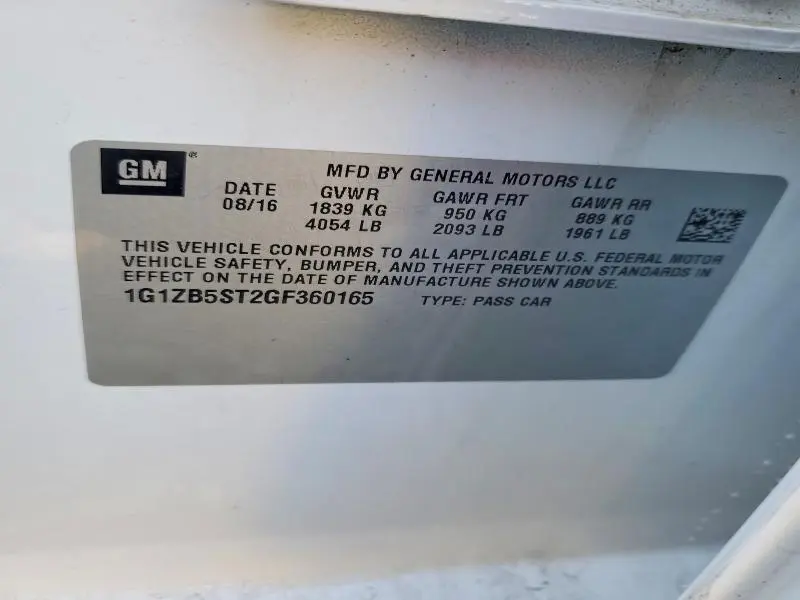 2016 CHEVROLET MALIBU LS  