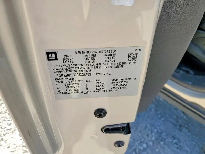 2012 CHEVROLET TRAVERSE LT  