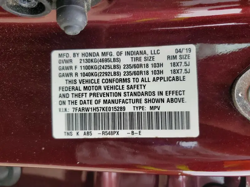 2019 HONDA CR-V EX  