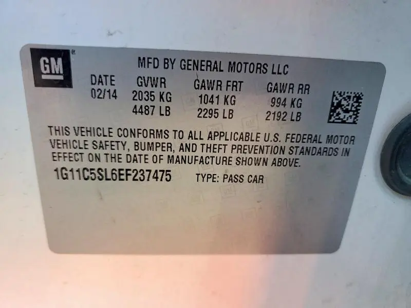 2014 CHEVROLET MALIBU 1LT  