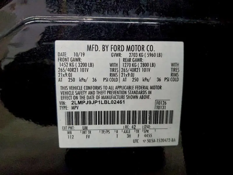 2020 LINCOLN NAUTILUS BLACK LABEL  