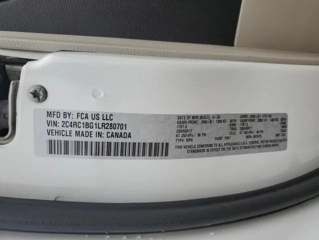 2020 CHRYSLER PACIFICA TOURING L  