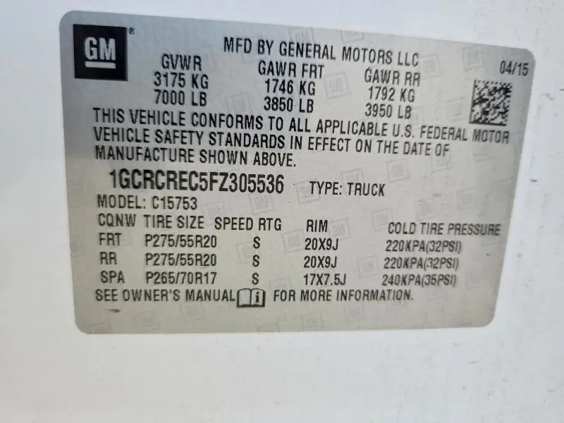 2015 CHEVROLET SILVERADO C1500 LT  