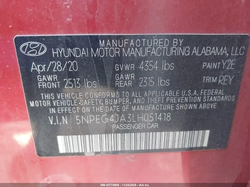 2020 HYUNDAI SONATA SE