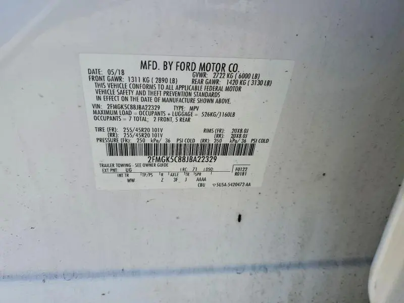 2018 FORD FLEX SEL  