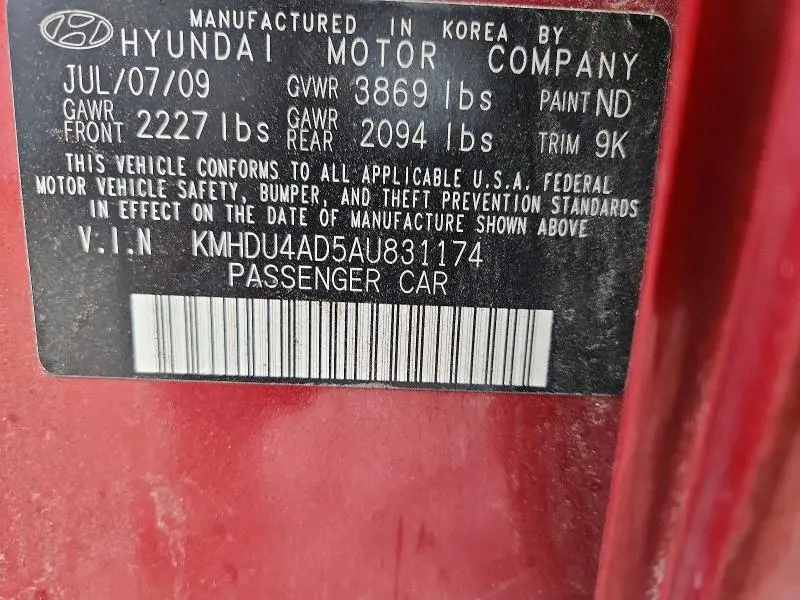 2010 HYUNDAI ELANTRA   