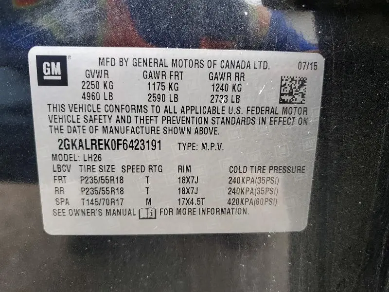 2015 GMC TERRAIN SLE  