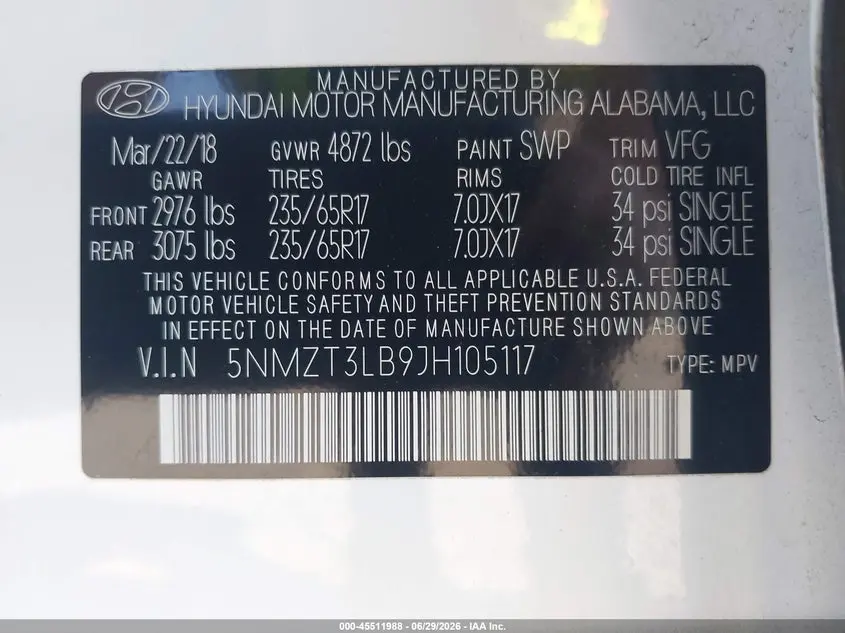 2018 HYUNDAI SANTA FE SPORT 2.4L