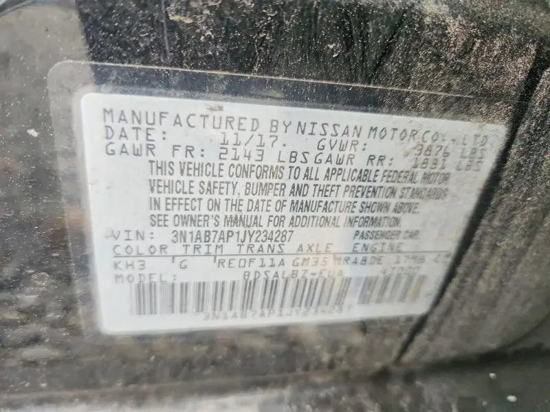 2018 NISSAN SENTRA S  