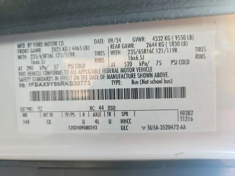 2024 FORD TRANSIT T-350  
