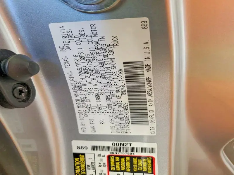 2014 TOYOTA TACOMA BASE  