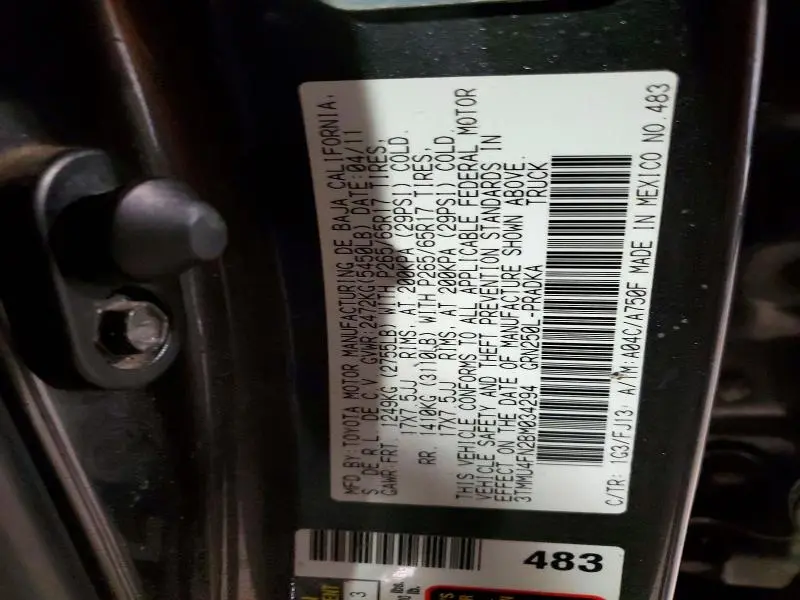 2011 TOYOTA TACOMA DOUBLE CAB LONG BED  