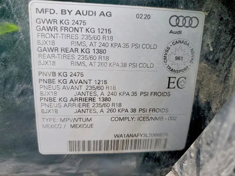 2020 AUDI Q5 PREMIUM  