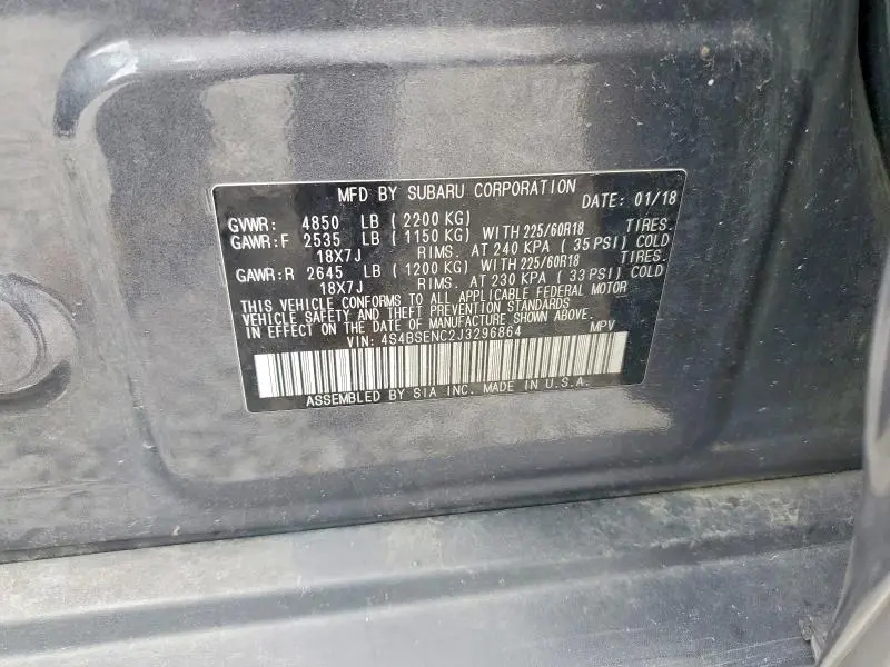2018 SUBARU OUTBACK 3.6R LIMITED  