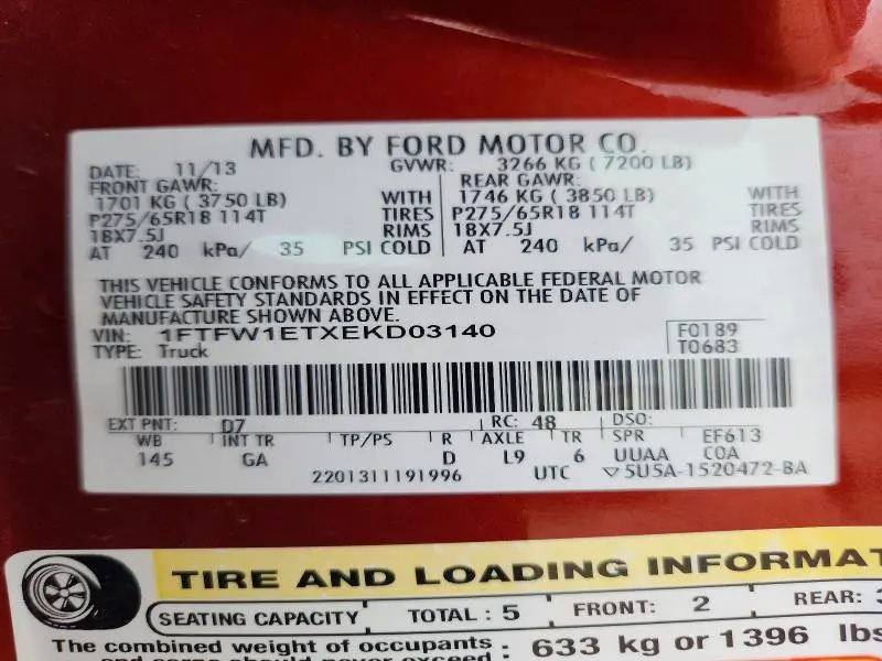 2014 FORD F150 SUPERCREW  