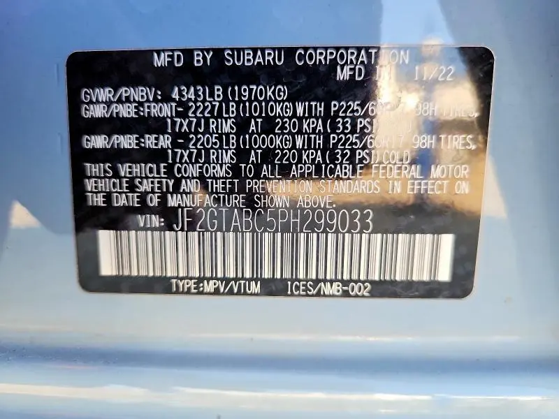 2023 SUBARU CROSSTREK   