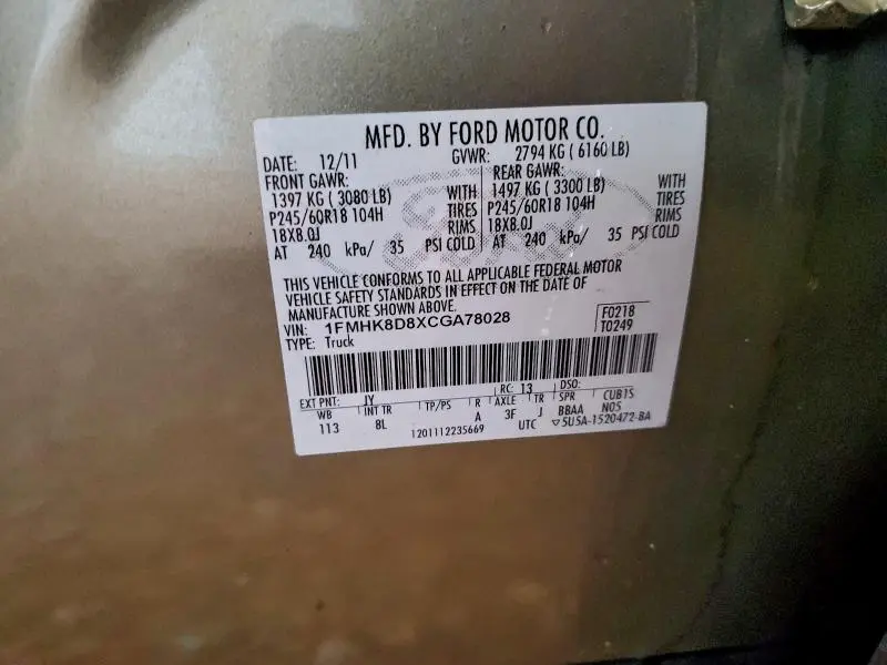 2012 FORD EXPLORER XLT  