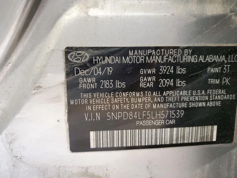 2020 HYUNDAI ELANTRA SEL  