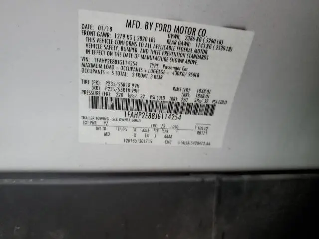 2018 FORD TAURUS SEL  