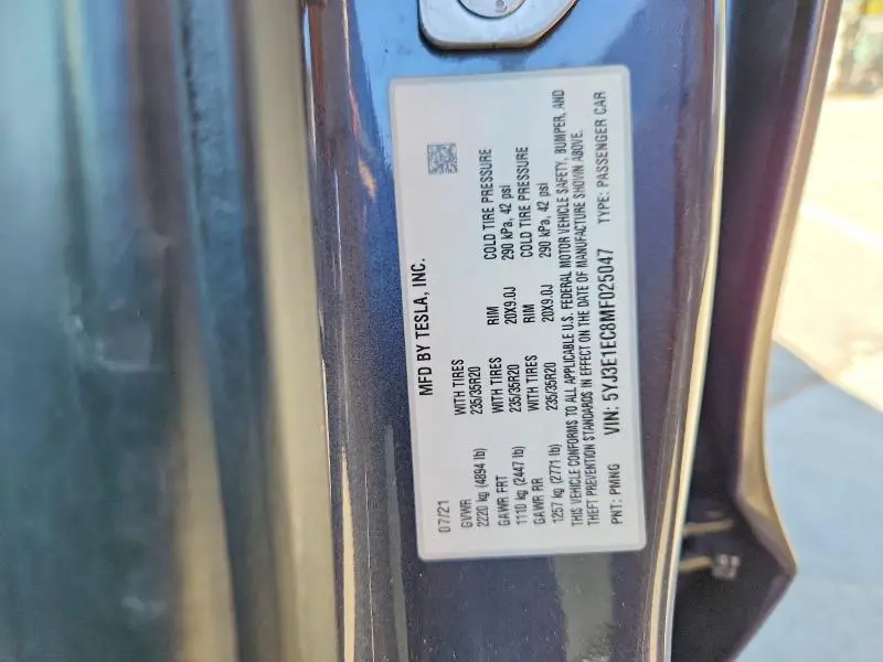 2021 TESLA MODEL 3   