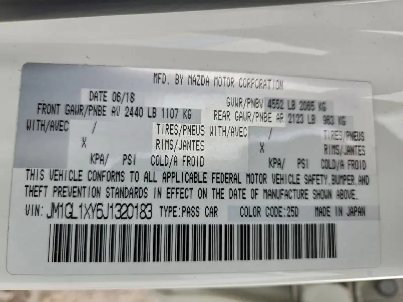 2018 MAZDA 6 SIGNATURE  