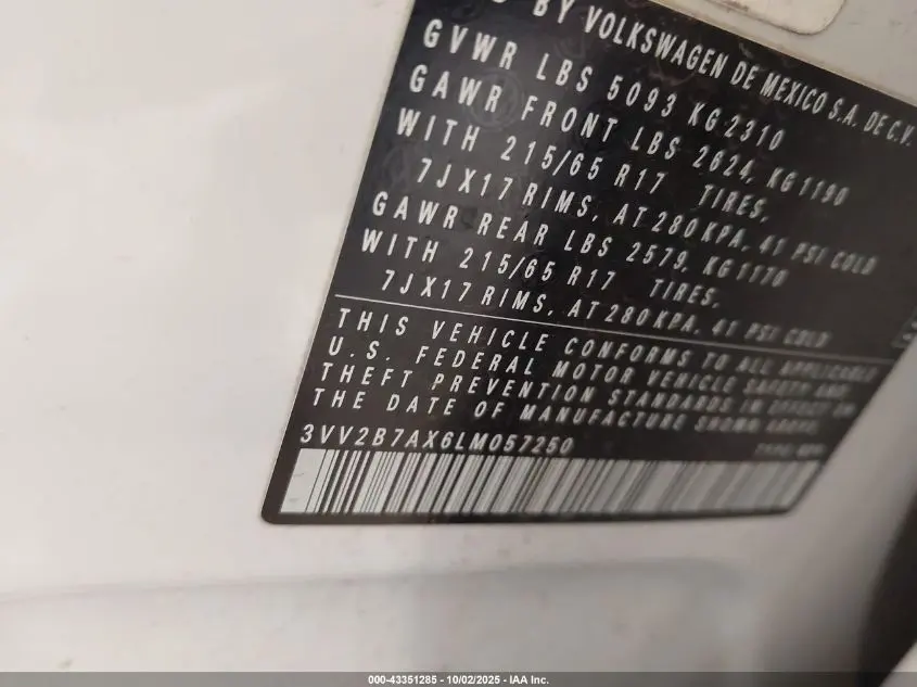 2020 VOLKSWAGEN TIGUAN 2.0T SE/2.0T SE R-LINE BLACK/2.0T SEL