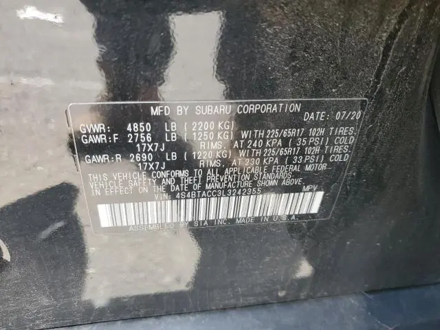 2020 SUBARU OUTBACK PREMIUM  
