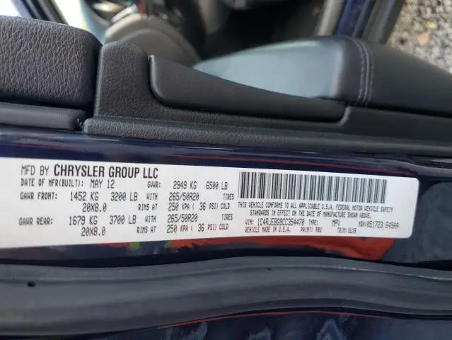 2012 JEEP GRAND CHEROKEE LIMITED  