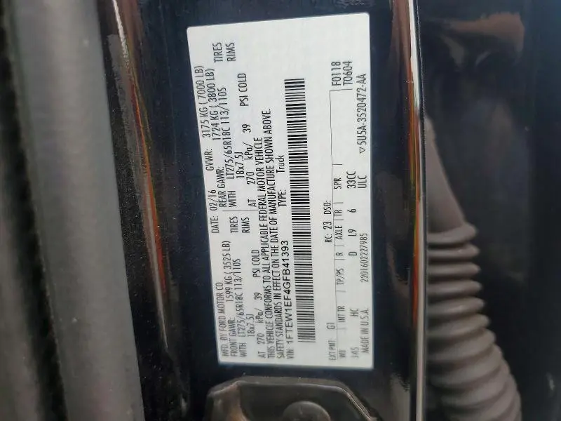 2016 FORD F150 SUPERCREW  