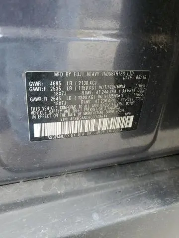2016 SUBARU OUTBACK 2.5I LIMITED  