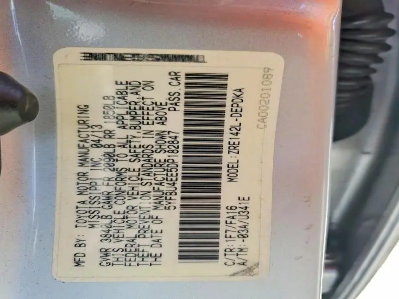 2013 TOYOTA COROLLA L  