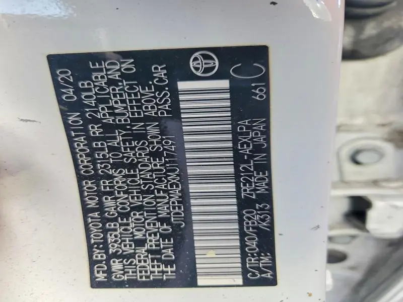 2021 TOYOTA COROLLA LE  