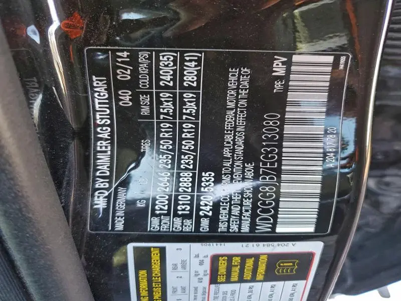 2014 MERCEDES-BENZ GLK 350 4MATIC  